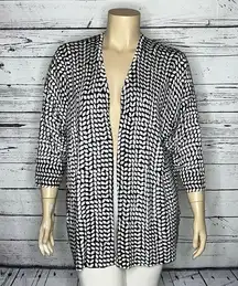 Lane Bryant NWT Sz 26/28 Black - White & Gray Leaf Floral Print Sweater Cardigan