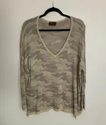 Kerisma Semi-Sheer Knit Camouflage Pullover Top Side‎ Slits