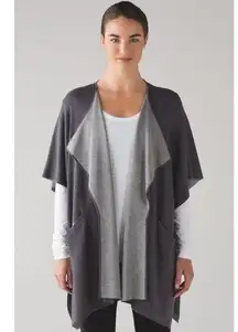 Lululemon After Asana Wrap Gray Reversible Cardigan Sweater OS