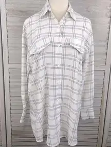 PRETTY LITTLE THING Oversized Button Down B&W Windowpane Check Lightweight-8