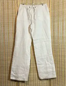 Charter Club Pant Shop Linen Cotton Drawstring Waistband Winter White Pants 8