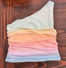 Abercrombie x Trevor Project One-Shoulder Ombre Ruched Top S