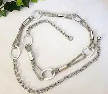 Silver Mesh Loop Chain Adjustable Belt