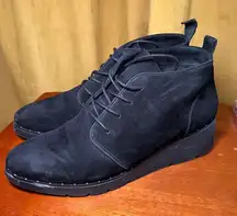 Steven By Steve Madden Bart Black Suede Lace up Wedge Ankle Boots Womens US 11 M