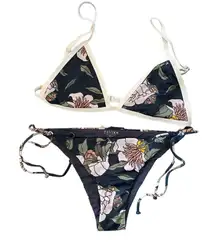 Revolve Tarvik Size L Bikini 2PC Set Navy Blue‎ Floral Vacation Tropical NWT