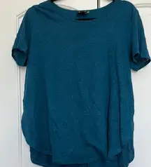 Blue Relaxed Cuffed Sleeve T-Shirt