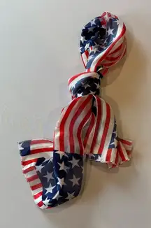 AMERICAN FLAG 🇺🇸 Fourth of July Sheer Scarf 🧣 Red,‎ White & Blue Scarf