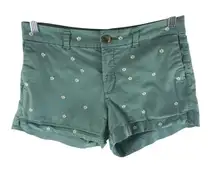 Old Navy Womens Everyday Short Twill Cotton Floral Green 2