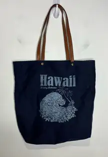 Tommy Bahama Hawaii tote bag navy blue white waves tropical shoulder bag canvas