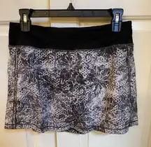 Lululemon Pace Rival Skirt Skort Black White 6 Tall