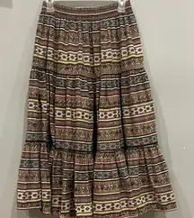 Bohemian Patterned Maxi Skirt grey and black
