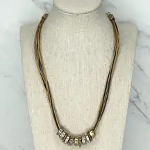 Chico's Gold and Silver Tone Multi Strand Leather Cord Take Chances Necklace