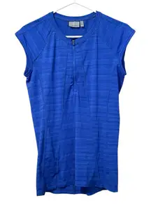 Athleta Shirt Size Small Active‎ Cap Sleeve Blue 1/4 Zip Back Pocket Top Running