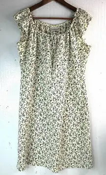 Fashion Bug L Blue and Green Floral Peasant Mini dress