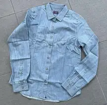 UNTUCKit Long Sleeve Button Up Shirt Size 4 Blue NWOT Top Modern Work Casual