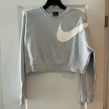 Light blue NIKE crop top hoodless sweatshirt