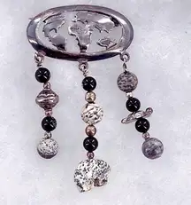 Vintage Native American sterling silver cutout world   brooch Hallmarked.