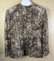 Chico's‎ Women's Brown Paisley Lace Full Zip Jacket Size Large (16-18) Corporate