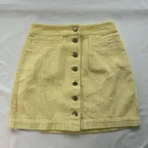 Wilfred Free sz 2 Yellow Karmen Corduroy Button Mini Skirt Cotton Pastel Preppy