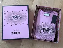 Gucci Garden Crew Neck Sweatshirt Eye with Gift Box Wrap & Ribbon Size M Pink