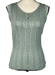 Calvin Klein Jeans Large Top Crochet Sleeveless Semi-Sheer Stretch Round Neck