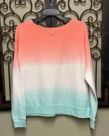 Splendid ombré long sleeve waffle knit pullover crewneck sweatshirt