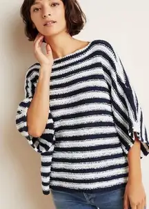 Anthropologie Evie Poncho Striped Short Sleeve Sweater