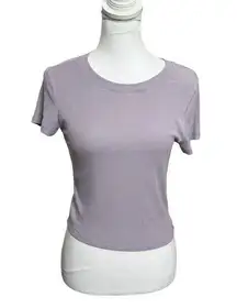 Aritzia Wilfred Go To T Shirt Cropped Top Tee Short Sleeves Ribbed Womens Size M