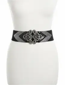 Belt Black Snake Intertwined Buckle Wide Stretch XL Goth Dark Academia Glam