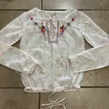 Pepe Jeans London Blouse Embroidered Top White Size Small