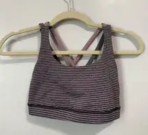 Lululemon Energy Bra Hyper Stripe Mauve and Gray Size 4