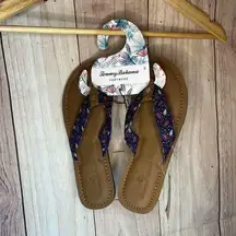 TOMMY BAHAMA Womens Logo Cloth Flip Flops Beach Sandals Blue NWT SIZE 9