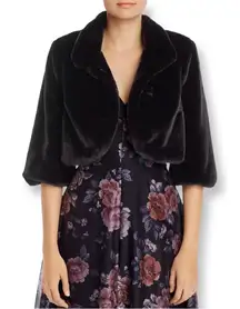 NWT Laundry by Sheli Segal Black Faux Fur Shrug Sz L