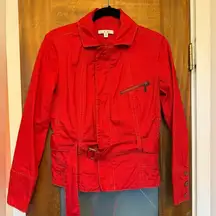 CAbi Women’s Red Cotton Belted Jacket Coat Style 401 Size Small