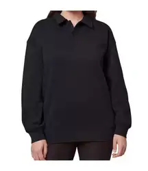 Mondetta Womens  Black Collared Fleece Pullover Small