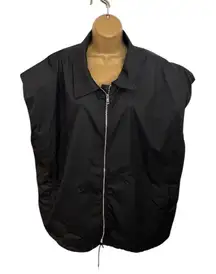 PrettyLittleThing Oversized Zip Front Vest Windbreaker Drawstring Hem Black 12