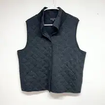 Eileen Fisher Women Quilted Vest Outwear Charcoal grey Vest Size XL