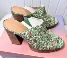 Lisa Vicky Green Leaf Print Joy‎ Platform Sandals Size 9M