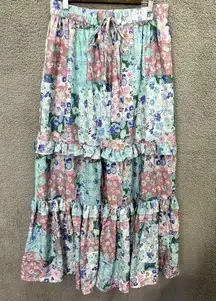 her destiny maxi skirt large floral ruffle tiered ruffle dainty boho fairy