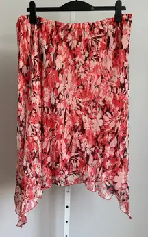 New York Design‎ Co size 2X Y2K Floral Silk Fairy Handkerchief cottagecore Skirt