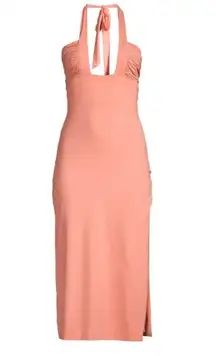 Bardot Guilia Coral Open-Back Midi Dress Women's Size Medium NWT