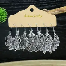 NEW Boho Western Earrings Set – 3 Pairs Silver Dangle earrings, Bohemian