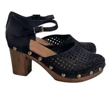 Eric Michael Black Wood Gigi Clog Sandals