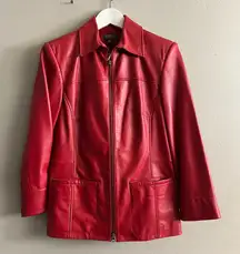 Nordstrom Classiques Entier Women’s Red Leather Blazer Jacket Small