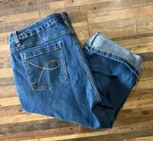 Faded Glory‎ Stretch Denim Capri Jeans Size 12 Blue Womens Cuffed Dark Wash