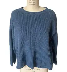 Peruvian Connection Fuzzy Blue Pima Cotton Sweater Size Small