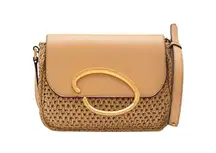 Oscar de la Renta NWT Oath Crochet Raffia Crossbody in Natural