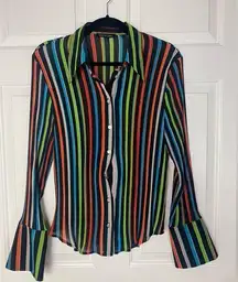 Violet & Claire 90’s Style Rainbow Button Up Blouse