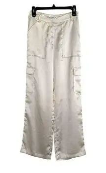 Meshki White Silky Wide Leg Pants Size XS White Pearl