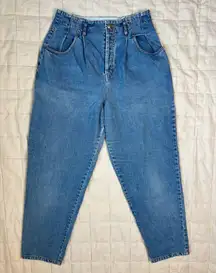 Vintage Forenza 100% Cotton Worn in Pleated High Rise Mom Jeans - 14